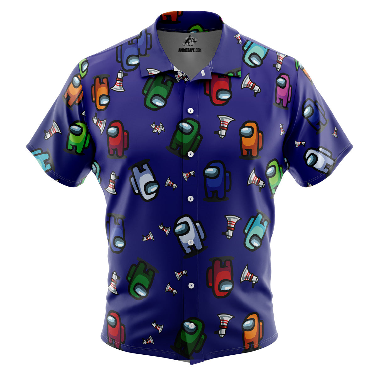 Among Us Pattern Button Up Hawaiian Shirt