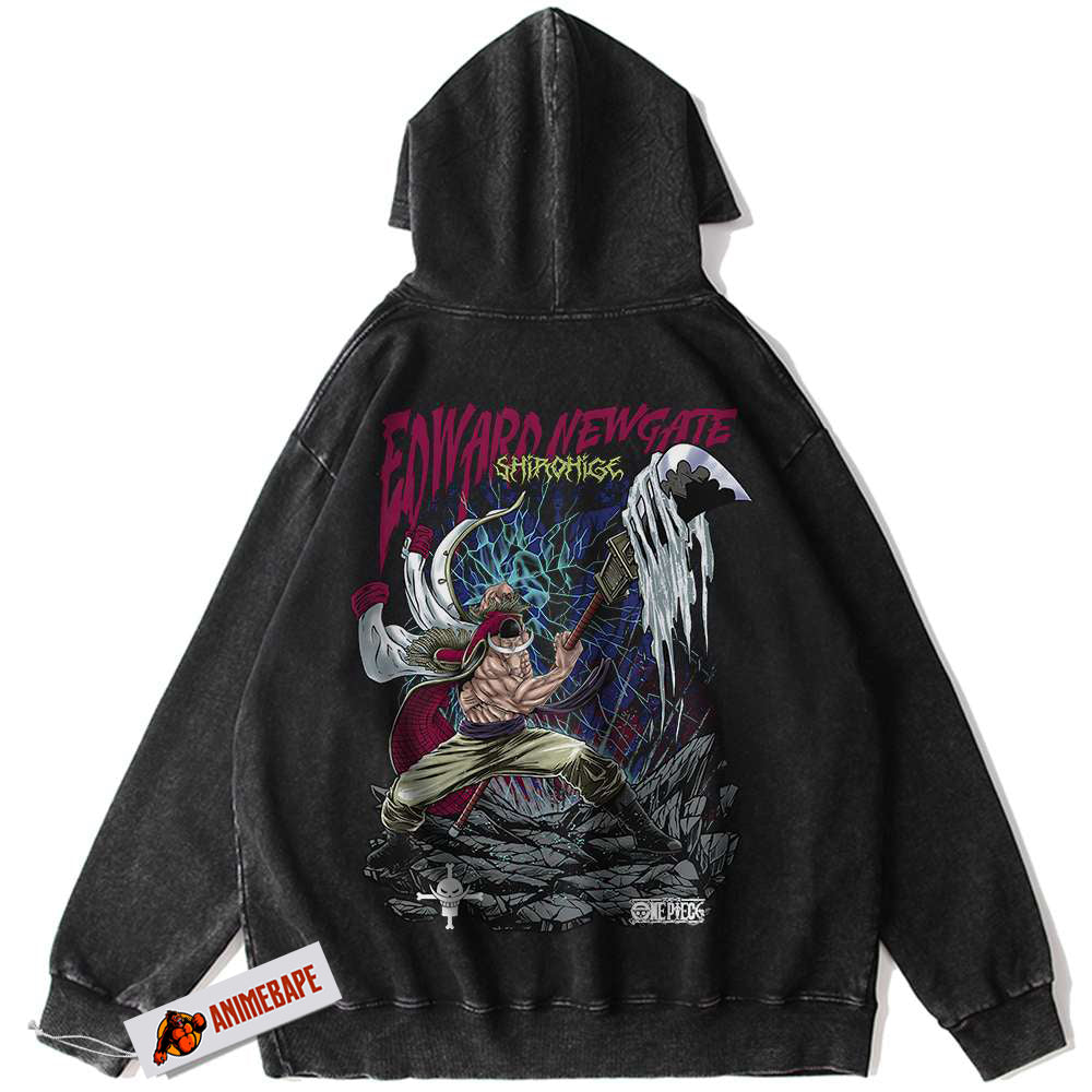 Anime Whitebeard Hoodie, One Piece Vintage Style Hoodie